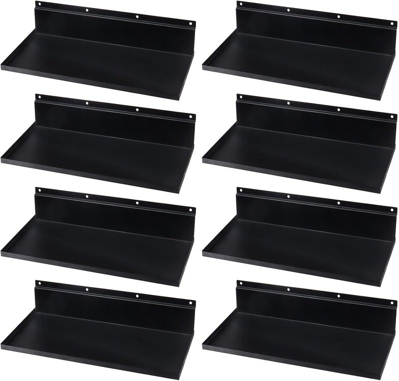 Alffun Metal Slatwall Shelves, 8 Pack 17×8 Inch Slat Wall Hanging Shelf Accessories, Heavy Duty Slatwall Shelf for Garage, Retail, Home Storage - Image 1